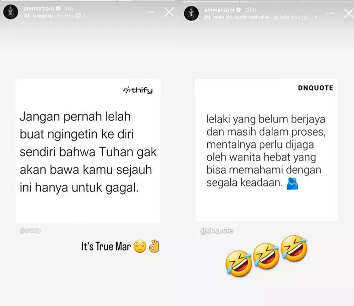 Ammar Zoni Unggah Postingan Galau di Instagram